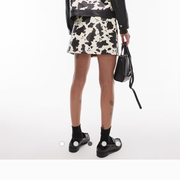 Resume Cow Print A-line Mini Skirt - Picture 3 of 9